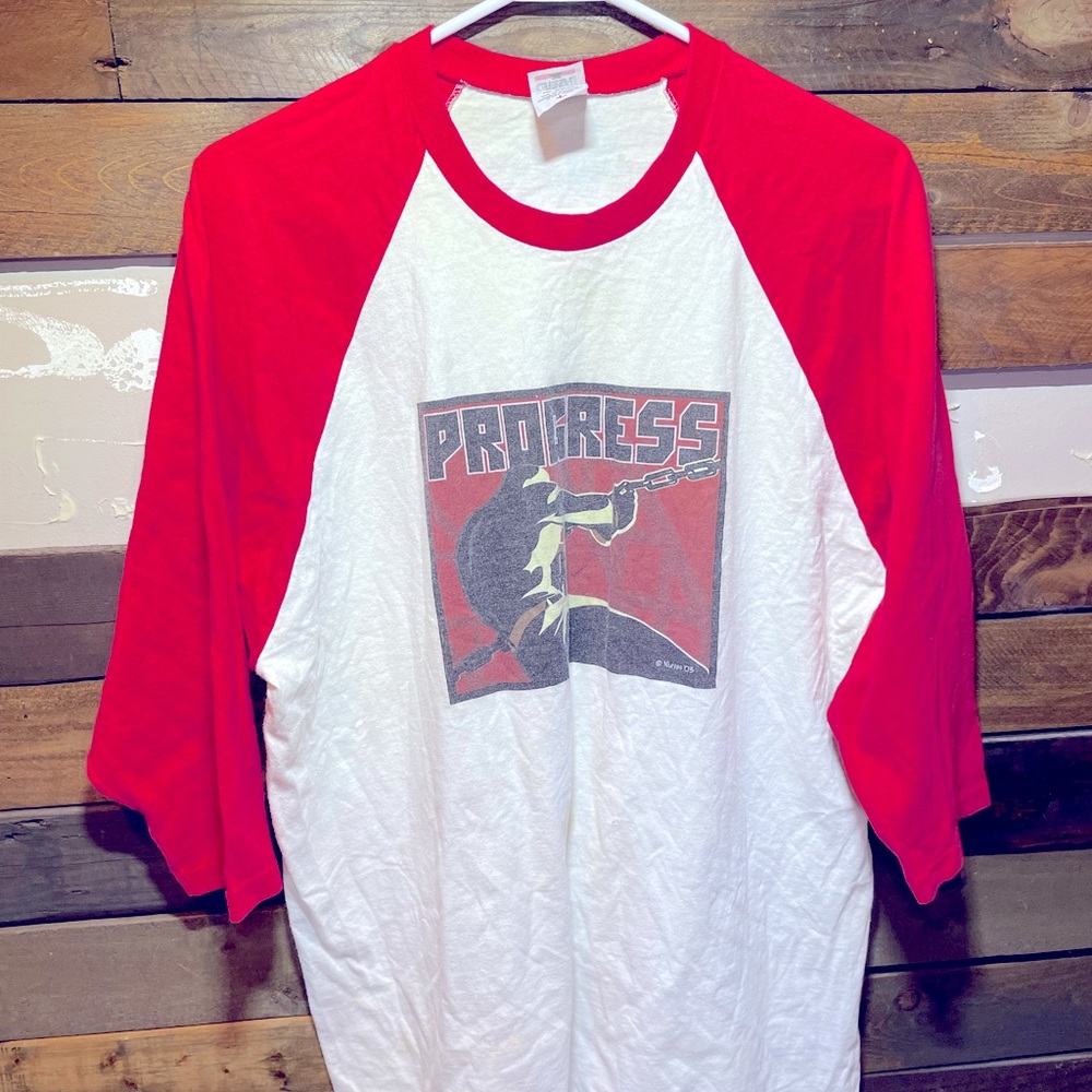 ❤️Anvil Vintage Shirt Progress Baseball Red Large Men❤️
